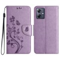 For Motorola Moto G54 Butterfly Flower Pattern Flip Leather Phone Case(Light Purple)
