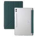 For Samsung Galaxy Tab S9 FE+ Clear Acrylic Deformation Leather Tablet Case(Deep Green)