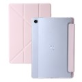 For Samsung Galaxy Tab A9+ Clear Acrylic Deformation Leather Tablet Case(Pink)