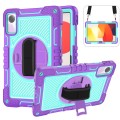 For Xiaomi Redmi Pad SE 360 Degree Rotation PC Contrast Silicone Tablet Case(Purple + Mint Green)