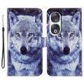 For Honor 90 Painted Pattern Horizontal Flip Leather Phone Case(White Wolf)