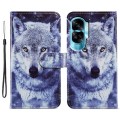 For Honor 90 Lite Painted Pattern Horizontal Flip Leather Phone Case(White Wolf)