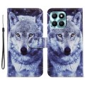 For Honor X6A Painted Pattern Horizontal Flip Leather Phone Case(White Wolf)