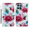 For Honor X6A Painted Pattern Horizontal Flip Leather Phone Case(Peacock Flower)