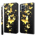 For Motorola Moto G14 3D Painting Pattern Flip Leather Phone Case(Gold Butterfly)