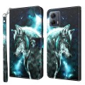 For Motorola Moto G14 3D Painting Pattern Flip Leather Phone Case(Wolf)