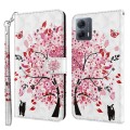 For Motorola Moto G14 3D Painting Pattern Flip Leather Phone Case(Cat Under The Tree)
