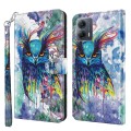 For Motorola Moto G14 3D Painting Pattern Flip Leather Phone Case(Watercolor Owl)