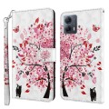 For Motorola Moto G54 3D Painting Pattern Flip Leather Phone Case(Cat Under The Tree)