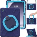 For Samsung Galaxy Tab A9+ Silicone Hybrid PC Tablet Case with Holder & Shoulder Strap(Navy Blue + B