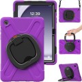 For Samsung Galaxy Tab A9+ Silicone Hybrid PC Tablet Case with Holder & Shoulder Strap(Purple)