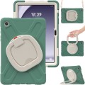For Samsung Galaxy Tab A9+ Silicone Hybrid PC Tablet Case with Holder & Shoulder Strap(Emerald Green
