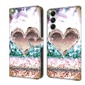 For Samsung Galaxy A05s Crystal 3D Shockproof Protective Leather Phone Case(Pink Diamond Heart)