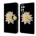 For Samsung Galaxy A05s Crystal 3D Shockproof Protective Leather Phone Case(White Flower)