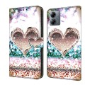 For Motorola Moto G14 Crystal 3D Shockproof Protective Leather Phone Case(Pink Diamond Heart)