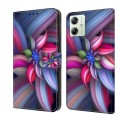 For Motorola Moto G54 Crystal 3D Shockproof Protective Leather Phone Case(Colorful Flower)