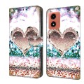 For Motorola Moto G Play 2024 Crystal 3D Shockproof Protective Leather Phone Case(Pink Diamond Heart