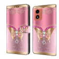 For Motorola Moto G04 Crystal 3D Shockproof Protective Leather Phone Case(Pink Bottom Butterfly)