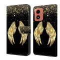 For Motorola Moto G04 Crystal 3D Shockproof Protective Leather Phone Case(Golden Wings)