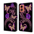 For Motorola Moto G04 Crystal 3D Shockproof Protective Leather Phone Case(Purple Flower Butterfly)