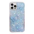 For iPhone 15 Pro Max Starry Sequin Crystal Butterflies Epoxy TPU Phone Case(Blue)