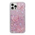 For iPhone 15 Pro Max Starry Sequin Crystal Butterflies Epoxy TPU Phone Case(Pink)