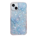 For iPhone 15 Plus Starry Sequin Crystal Butterflies Epoxy TPU Phone Case(Blue)