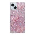For iPhone 15 Starry Sequin Crystal Butterflies Epoxy TPU Phone Case(Pink)