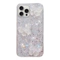 For iPhone 13 Pro Max Starry Sequin Crystal Butterflies Epoxy TPU Phone Case(Silver)