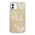 For iPhone 12 Starry Sequin Crystal Butterflies Epoxy TPU Phone Case(Yellow)