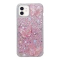 For iPhone 12 Starry Sequin Crystal Butterflies Epoxy TPU Phone Case(Pink)