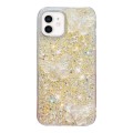 For iPhone 11 Starry Sequin Crystal Butterflies Epoxy TPU Phone Case(Yellow)