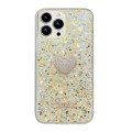 For iPhone 15 Pro Max Starry Sequin Diamond Heart Epoxy TPU Phone Case(Yellow)