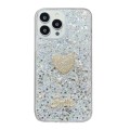 For iPhone 15 Pro Starry Sequin Diamond Heart Epoxy TPU Phone Case(Silver)