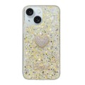 For iPhone 15 Plus Starry Sequin Diamond Heart Epoxy TPU Phone Case(Yellow)
