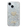 For iPhone 14 Plus Starry Sequin Diamond Heart Epoxy TPU Phone Case(Silver)