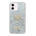 For iPhone 12 Starry Sequin Diamond Heart Epoxy TPU Phone Case(Silver)