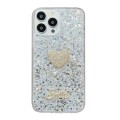 For iPhone 12 Pro Starry Sequin Diamond Heart Epoxy TPU Phone Case(Silver)