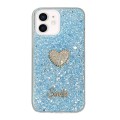 For iPhone 11 Starry Sequin Diamond Heart Epoxy TPU Phone Case(Blue)