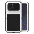 For iPhone 15 Pro Max LOVE MEI Metal Shockproof Life Waterproof Dustproof Phone Case(White)