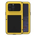 For iPhone 15 Pro Max LOVE MEI Metal Shockproof Life Waterproof Dustproof Phone Case(Yellow)