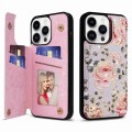 For iPhone 14 Pro Max Printed Double Buckle RFID Anti-theft Phone Case(Pastoral Rose)