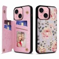 For iPhone 15 Printed Double Buckle RFID Anti-theft Phone Case(Pastoral Rose)