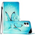For Samsung Galaxy A05 Colored Drawing Leather Phone Case(Blue Butterfly)