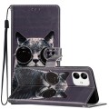 For Samsung Galaxy A05 Colored Drawing Leather Phone Case(Sunglasses Cat)