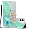 For Samsung Galaxy A05 Colored Drawing Leather Phone Case(Green Marble)