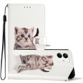 For Samsung Galaxy A05 Colored Drawing Leather Phone Case(Little Tabby Cat)