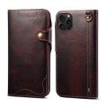 For iPhone 15 Pro Max Denior Oil Wax Cowhide Magnetic Button Genuine Leather Case(Dark Red)