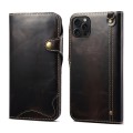 For iPhone 15 Pro Denior Oil Wax Cowhide Magnetic Button Genuine Leather Case(Black)