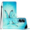 For Honor 90 Lite Colored Drawing Leather Phone Case(Blue Butterfly)